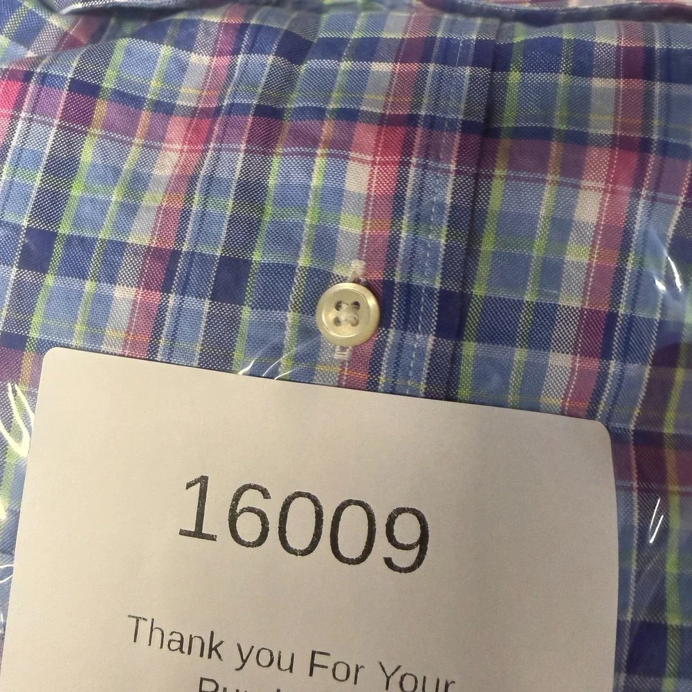 Polo Ralph Lauren Shirt Men XL Blue Bright Colorful Plaid Button Down Preppy Ivy